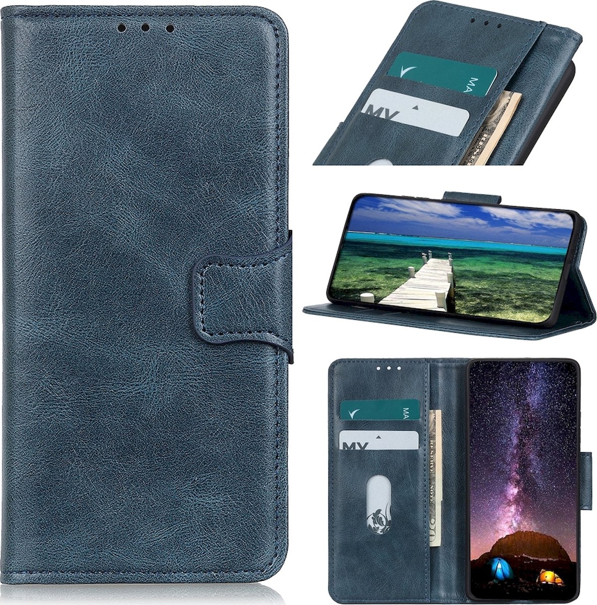 Mobigear Telefoonhoesje geschikt voor Motorola Edge (2021) Hoesje | Mobigear Classy Bookcase Portemonnee | Pasjeshouder voor 2 Pasjes | Telefoonhoesje voor Pinpas / OV Kaart / Rijbewijs - Blauw