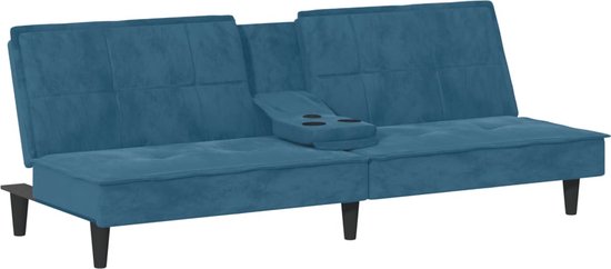 vidaXL Canapé-lit avec porte-gobelets Velours Bleu
