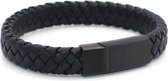 Mijn Assieraad - Asarmband met vulsetje - Mini urn - Lederen armband - Leer - Zwart - Matte zwarte sluiting - Maat Medium - 21 centimeter