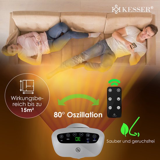 KESSER® Radiateur soufflant avec télécommande, économe en énergie,  silencieux, 2 000 W, radiateur en céramique