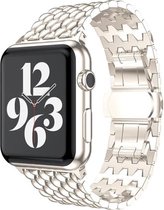 Stalen Smartwatch bandje - Geschikt voor Apple Watch stalen draak bandje - sterrenlicht - Strap-it Horlogeband / Polsband / Armband - Maat: 38mm, 40mm & 41mm