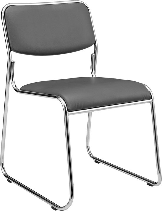 Chaise de bureau Colter - 51x77x55 cm - Chaise de conférence - Set de 4 - Grijs - Design minimaliste