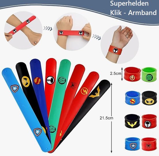 8 Bracelets de Super-héros en Siliconen - Bracelet de super-héros -  Halloween 