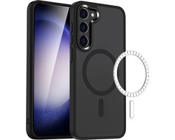 Hoesje Geschikt voor Samsung Galaxy S23 Plus - Compatibel met MagSafe - Matte Beschermhoes - Back Cover met Magneet - Geschikt voor Draadloos Opladen met Magnetische Ring - Zwart