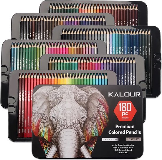 KALOUR Premium kleurpotloden, set van 50 kleuren, kunstenaars zachte