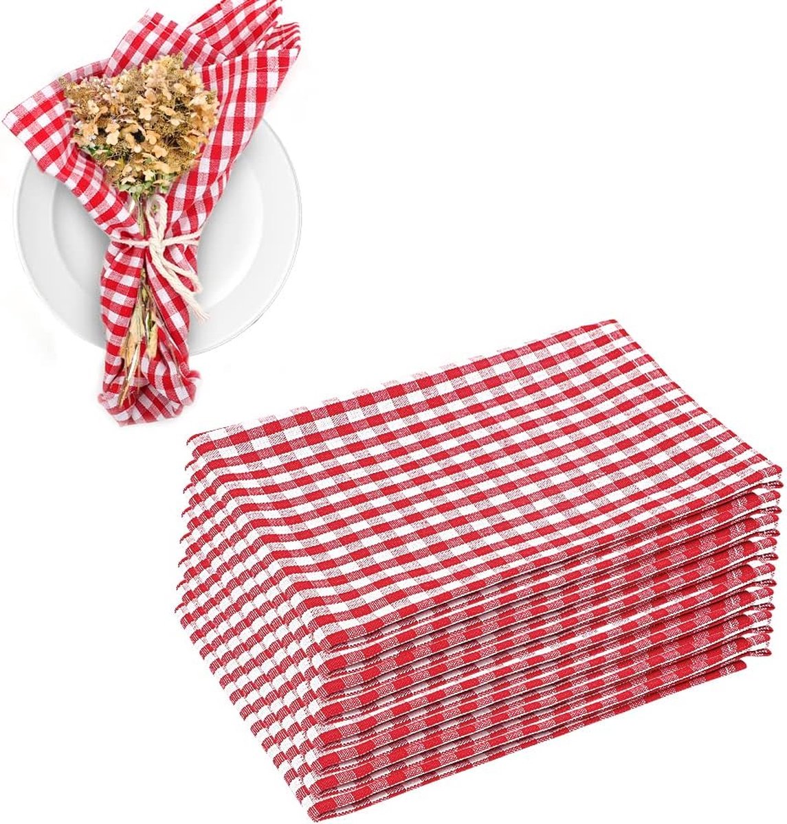 8-delige stoffen servetten, servetten stof, 100% katoen, Scandinavische landhuisstijl, geruite servetten, 45 x 45 cm, servetten voor bruiloft, tafeldecoratie, Kerstmis, verjaardag, café,