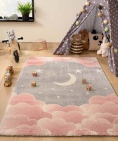 Tapis chambre enfant Nuage - Rêves rose/gris 160x230 cm
