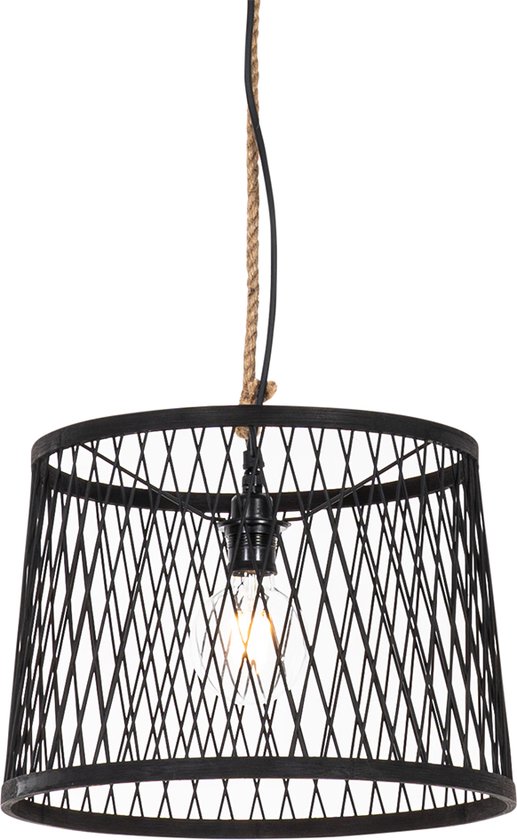QAZQA calamus - Lampe à suspension country pour extérieur - 1 lumière - Ø 40 cm - Zwart - Éclairage extérieur