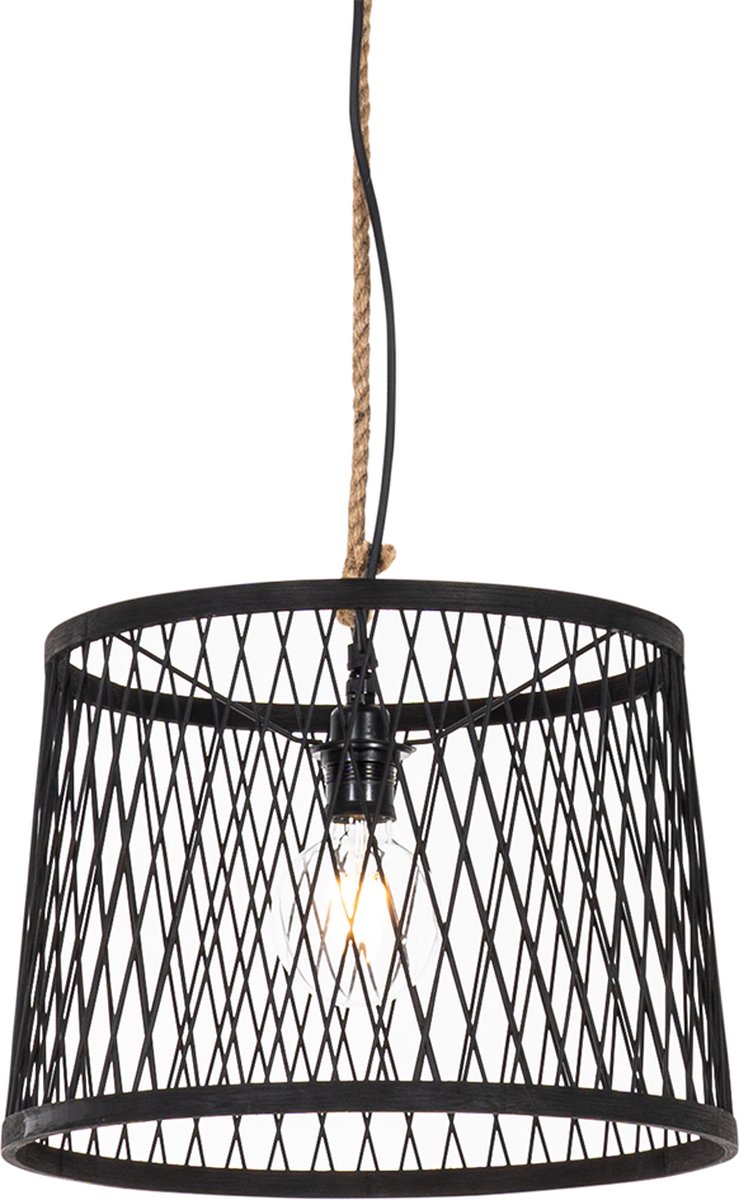QAZQA calamus - Landelijke Hanglamp voor buiten - 1 lichts - Ø 40 cm - Zwart - Buitenverlichting
