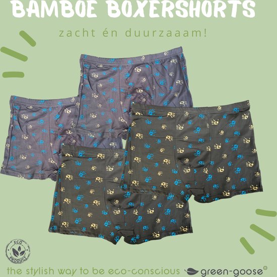 green-goose® Bamboe Boxershorts | 4 Stuks | Maat S | Hand | Duurzaam | Stretch | Ademend en Thermoregulerend