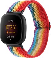 By Qubix geschikt voor Fitbit Versa 3 - Fitbit Versa 4 - Fitbit Sense 1 - Fitbit Sense 2 Nylon loop bandje - Multicolor (regenboog) Smartwatchbandje bandje Armband Polsband Strap Band