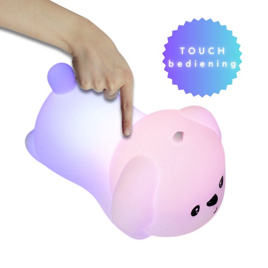 Honden Nachtlampje Kinderen - Nachtlamp Hond - Kerstcadeau - Nachtlampje Baby - Slaaplampje - Touch Multi kleur - LED verlichting - Zacht Siliconen - USB oplaadbaar van Flowenzo — afbeelding 3