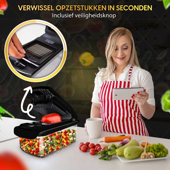 Toivo Kitchen Groentesnijder - RVS & BPA-Vrij - Multifunctioneel - Zwart - 11 in 1 Keuken mandoline - Handmatig - keuken accessoires - Keukensnijder - Uiensnijder - Spiraalsnijder - Frietsnijder