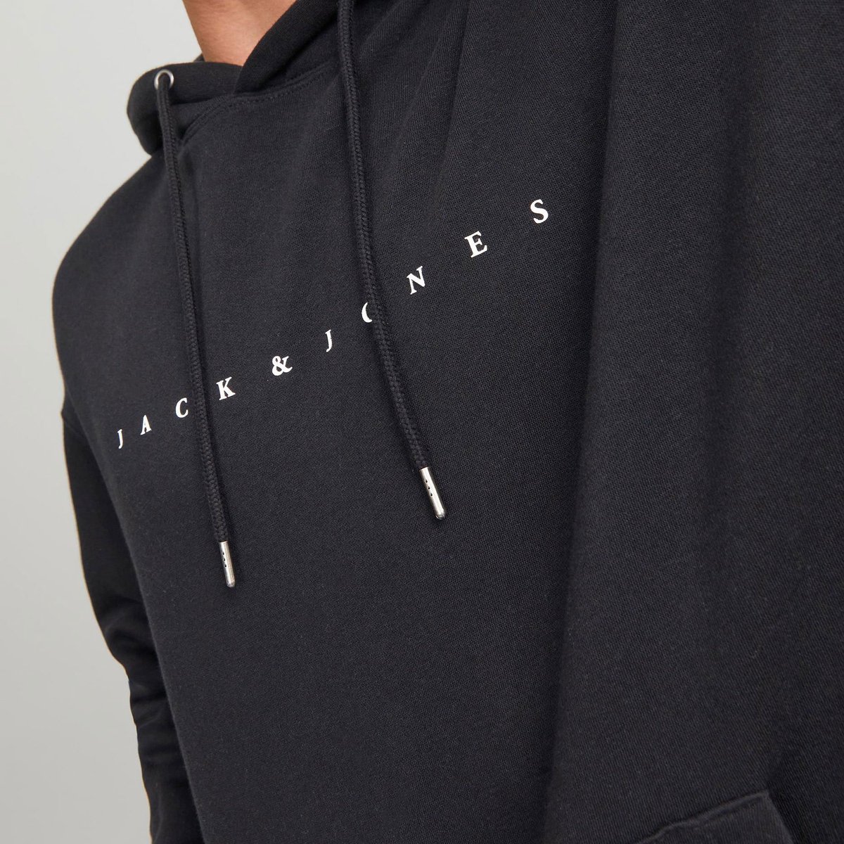 JACK & JONES Star jj sweat hood regular fit - heren hoodie katoenmengsel met capuchon - zwart — afbeelding 10
