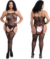 Sexy Bodysuit Zwart - Plus Size - Erotische Body Suit - Uitdagend Ondergoed - Sexy Panty - Doorzichtig - Panty - XXL Grote Maat One Size