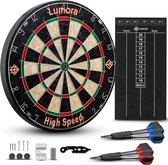 Lumora - Dartbord Set - 6 Dartpijlen - met Shafts, Flights en Puntslijper - Scorebord - Sisal - Dart flights - Darts - Dart - Cadeau man