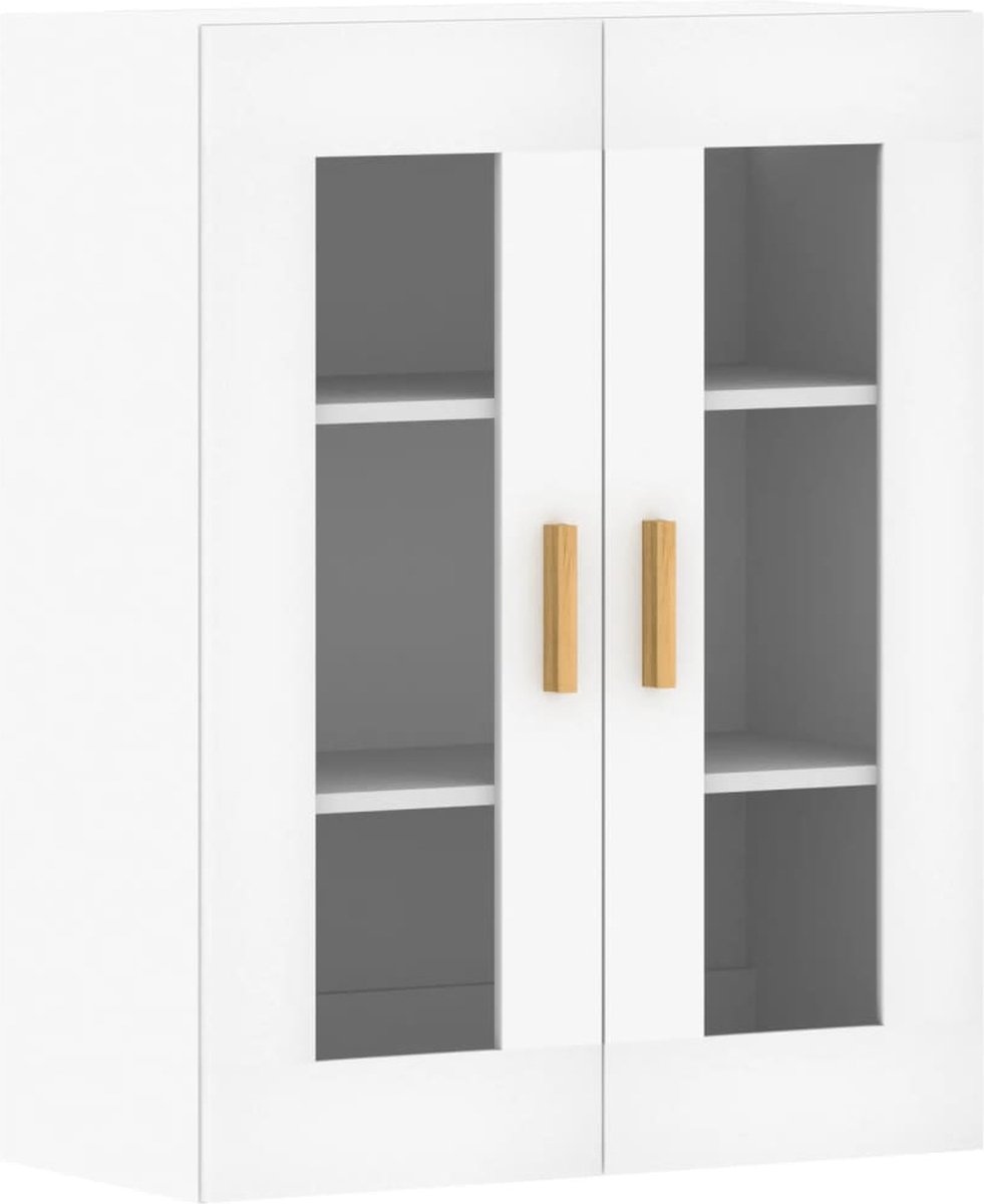 Armoire Murale VidaXL Blanc 80x31x60cm - Portes Vitrées, 2 Étagères Pour Cuisine Ou Salon