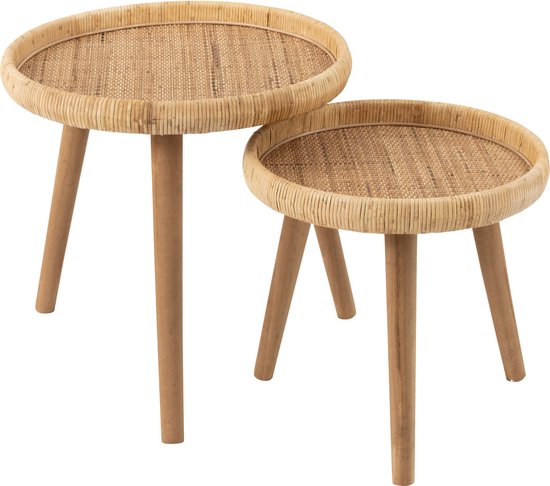 J-Line tafel Lurne - hout - naturel - set van 2
