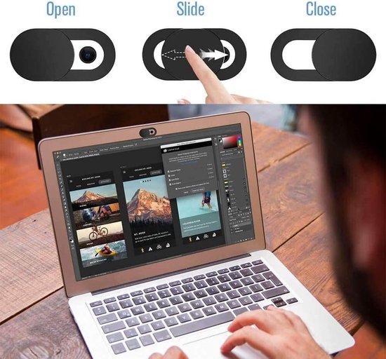 Webcam Cover – Laptop Schuifje – Ultra dun – Rond - Zwart - Merkloos