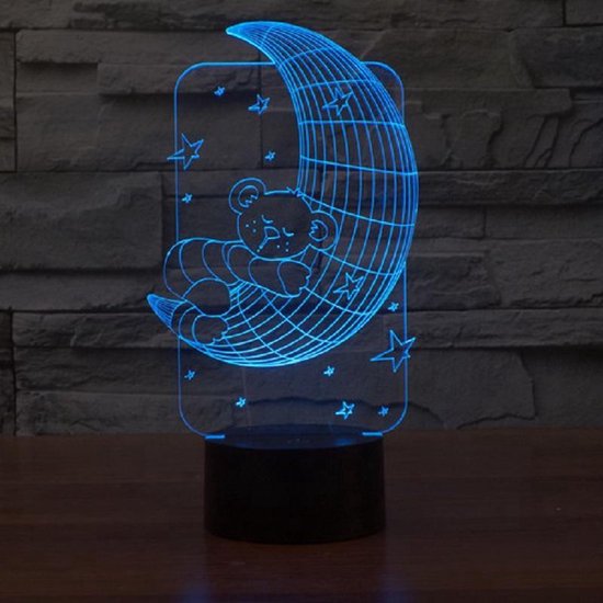Finnacle - Lampe LED 3D / Avec Gravure / RGB 7 Couleurs / Ours en Peluche sur Lune