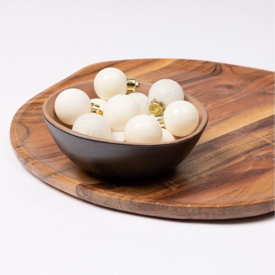 Boules de Noël 34x pcs - 3 cm - bleu foncé et blanc laine - plastique