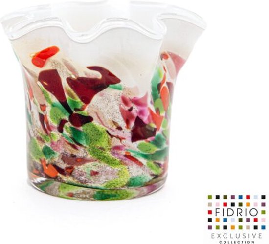 Design Vaas Wave - Fidrio MIXED COLOURS - glas, mondgeblazen bloemenvaas - hoogte 10 cm