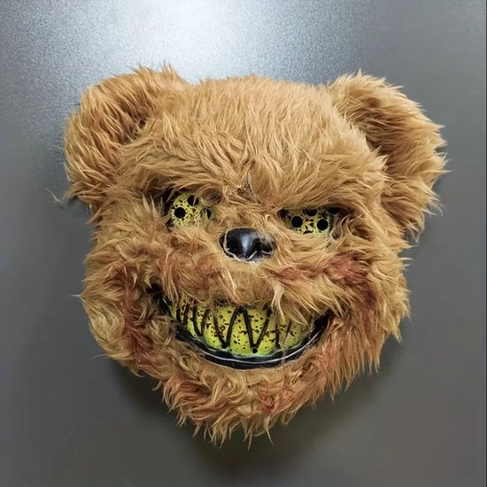 Masque Ours D'horreur Halloween Avec LED - Effrayant, Peluche, Yeux Lumineux, Taille Unique Adulte/enfant