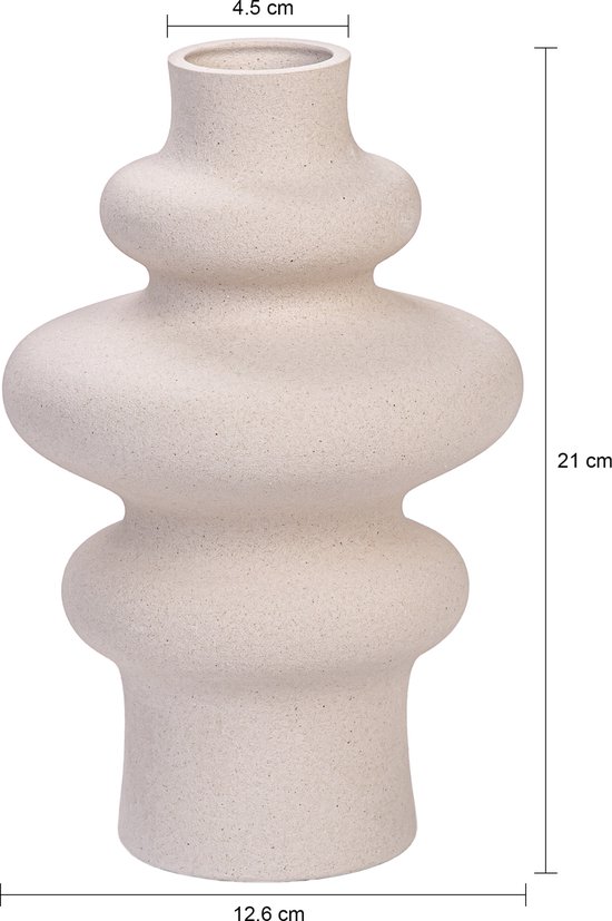 Vase QUVIO - Vase en céramique - Vases - Vase à fleurs séchées - Vase à Fleurs séchées - Vase à fleurs - Vase - Pampas - Style Japandi - Céramique - Beige