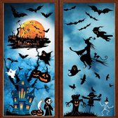 Halloween raamstickers 7 vellen Halloween venster klampt herbruikbare vleermuis pompoen spook schedel venster stickers sticker voor Halloween venster decoratie