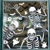 Halloween Raamstickers Dubbelzijdig Halloween Decoratie Raam Klampt Skelet Geesten Schedel Grote Vleermuizen Decals Spookhuis voor Feestbenodigdheden Resuable voor Glas 10 Vellen