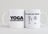 2 tasses amusantes - Yoga , prends une bière + je te soutiens
