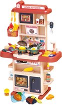 Kinderen speelgoedkeuken - Keuken speelgoed - koken - Rood - Inclusief keukengerei - Met werkende kraan en lichtgevende kookplaat - Educatief