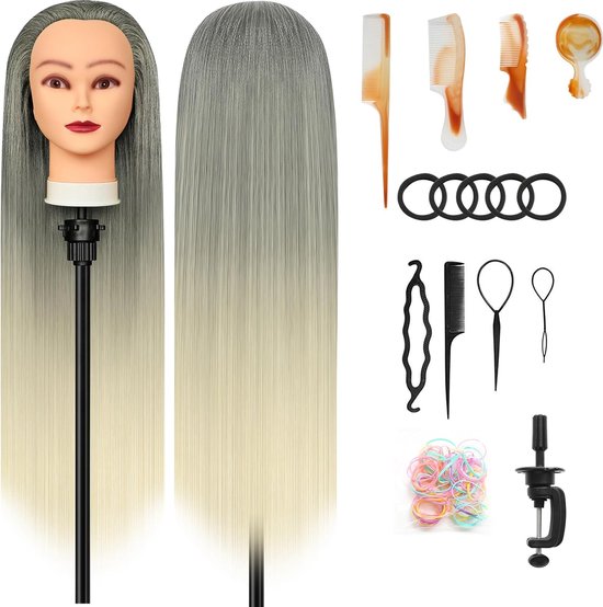 ShopGlobe - Tête de cabinet de coiffure - Mannequin de coiffeur - Blond/ Grijs - Incl. Accessoires de vêtements pour bébé