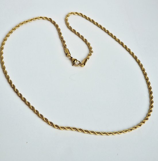 Rope Chain - Gouden ketting - Schakelketting - 50cm - Premium Stainless Steel - 18k goldplated -