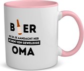 Akyol - bier, nu ik je aandacht heb je bent een geweldige oma koffiemok - theemok - roze - Oma - de beste oma - verjaardagscadeau - verjaardag - cadeau - cadeautje voor oma - oma artikelen - kado - geschenk - gift - 350 ML inhoud