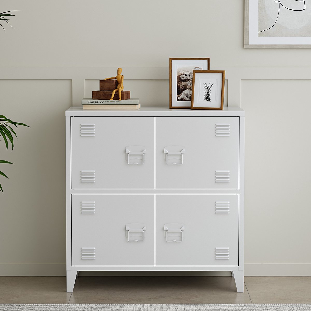 en.casa Bureaukast Hamina archiefkast 82x80x40 cm wit