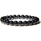 Bixorp Gems Bracelet en pierres précieuses d'obsidienne - Bracelets de perles noires polies - Cadeau pour homme et femme - Fabriqué naturellement