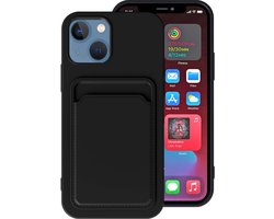 Smartphonica iPhone 13 Mini siliconen hoesje met pashouder - Zwart geschikt voor iPhone 13 Mini