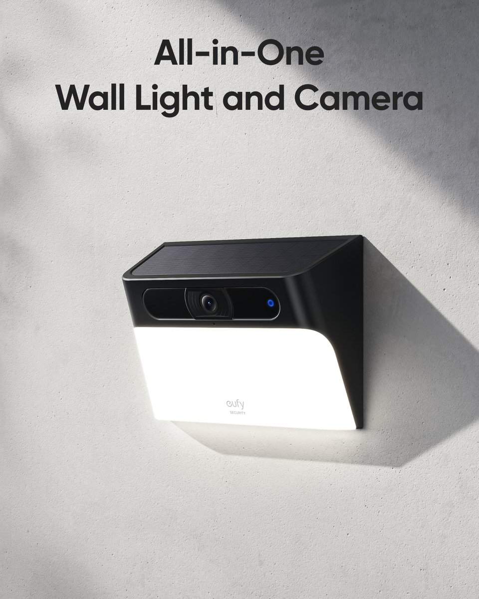 Afbeelding 3 van eufy security Solar Wandlamp Camera S120 – Wall light - Draadloze 2K Beveiligingscamera met Geïntegreerde Solar LED Wandlamp, Kleurennachtzicht, AI Bewegingsdetectie, Tweeweg Audio, IP65 Weerbestendig, Geen Abonnementskosten
