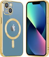 Coverzs telefoonhoesje geschikt voor Apple iPhone 13 Magneet hoesje met camera cover - magnetisch hoesje - goud