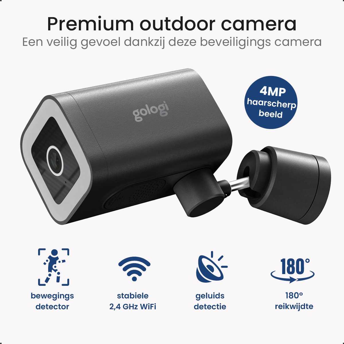Gologi Premium Outdoorcamera - Buitencamera met Nachtzicht - Beveiligingscamera - Security Camera - 4MP - IP Camera - Geluid en Bewegingsdetectie - Met Kabel - Met Wifi en App - Zwart – foto 5