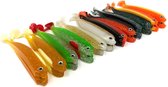 Rubberen vissen voor snoekbaarzen - 4 x 12,5 cm rubberen vis in 6 kleuren - ook als set van 24