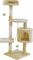 Mobiclinic Silvestre - Krabpaal - Katten krabpaal - Kattenboom Medium - Klimmen - 3 Hoogtes - Met platforms en schuilplaatsen - Ontstressend speelgoed - gemaakt van veilig Sisal - Beige