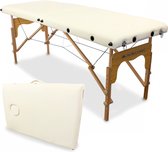 Table de massage pliable | Bois | Portable | 180x60 cm | Crème | CM-01 BASE | Clinique mobile