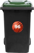 Kliko Sticker / Vuilnisbak Sticker - Basketbal - 16.5x16.5 cm - HUISNUMMER 96
