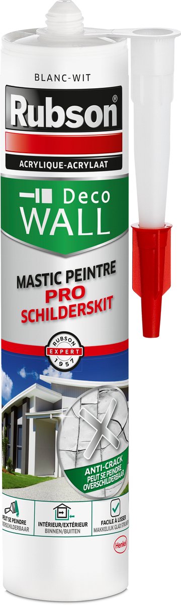 Rubson Schilderskit Pro 280 ml Bouwkit – Acrylaatkit – Direct Overschilderbaar – Professionele Kwaliteit voor Schilderwerk – Voor Naden & Kieren Binnen en Buiten