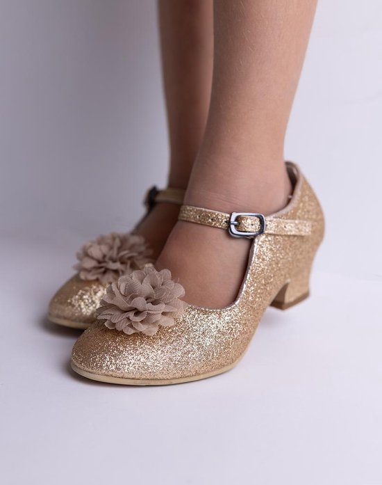 Prinses-schoenen-met-hak-bruidskleding-schoen-spaanse schoen-glitter-goud (mt 26)