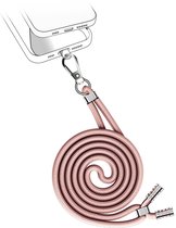 Valenta - Telefoonkoord Universeel - Metallic Rose Goud + Transparante plakhouder - Keycord - Geschikt voor alle backcovers & smartphones