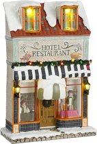 LuVille Kerstdorp Miniatuur Hotel Restaurant - L18 x B7,5 x H26,5 cm