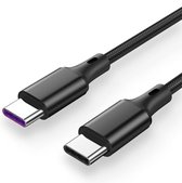 JUALL USB-C naar USB-C Kabel - USB C Data en Oplaadkabel - Oplader Geschikt voor Samsung, Huawei, Xiaomi, Oppo, iPhone 15 - 2 Meter Zwart Gevlochten